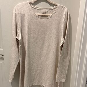 Pure Jill Women's Long Sleeve Stretch Cotton Tee  Beige size Large